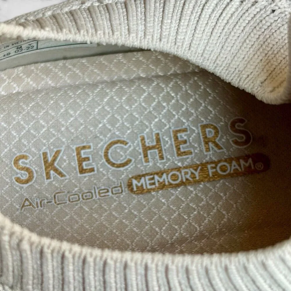 Skechers Uno Cross Knit Womens 9 Off White Slip On Sneakers 177110 Memory Foam
